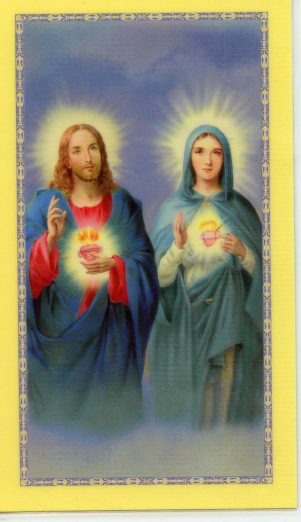 SACRED HEART - LAMINATED HOLY CARDS- QUANTITY 25 PRAYER CARDS