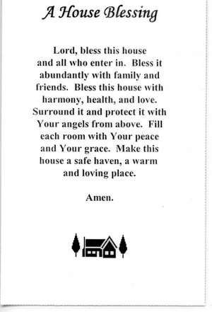 HOUSE BLESSING- LAMINATED HOLY CARDS- QUANTITY 25 PRAYER CARDS