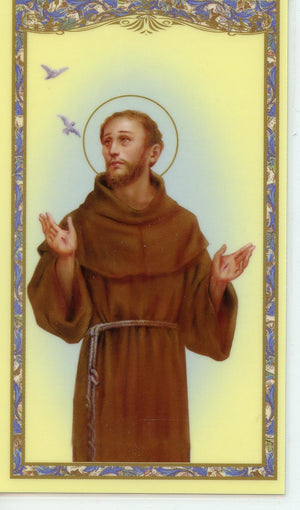 ST. FRANCIS OF ASSISI- LAMINATED HOLY CARDS- QUANTITY 25 CARDS