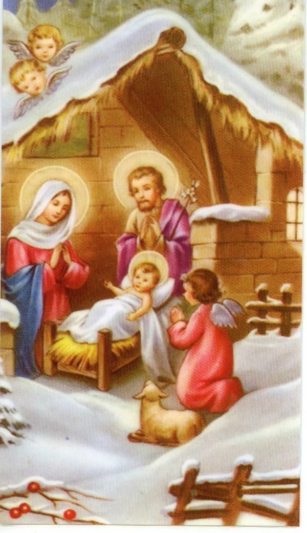 CHRISTMAS NOVENA- LAMINATED HOLY CARDS- QUANTITY 25 PRAYER CARDS