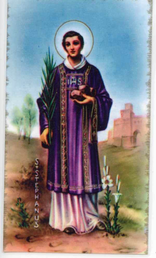 ST. STEPHEN  - LAMINATED HOLY CARDS- QUANTITY 25 CARDS