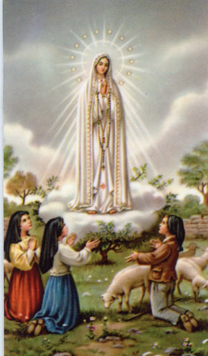OUR LADY OF FATIMA - LAMINATED HOLY CARDS- QUANTITY 25 PRAYER CARDS