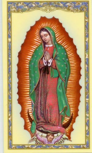 OUR LADY OF GUADELUPE- PRAYER FOR THE HELPLESS UNBORN - LAMINATED HOLY CARDS- QUANTITY 25 PRAYER CARDS