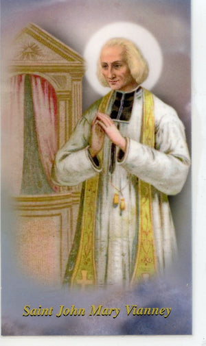 ST. JOHN VIANNEY- LAMINATED HOLY CARDS- QUANTITY 25 CARDS