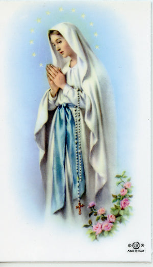 OUR LADY OF THE HIGHWAY - LAMINATED HOLY CARDS- QUANTITY 25 PRAYER CARDS
