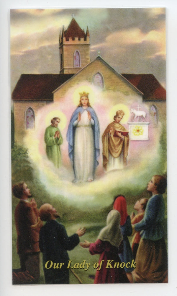 OUR LADY OF KNOCK - LAMINATED HOLY CARDS- QUANTITY 25 PRAYER CARDS