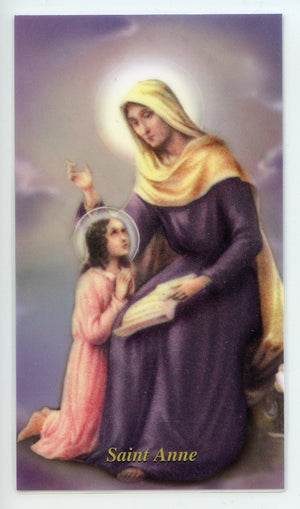 ST. ANNE - LAMINATED HOLY CARDS- QUANTITY 25 CARDS