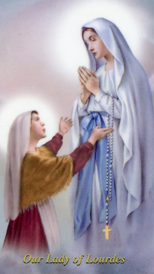 Prayer to Our Lady of Lourdes - LAMINATED HOLY CARDS- QUANTITY 25 PRAYER CARDS