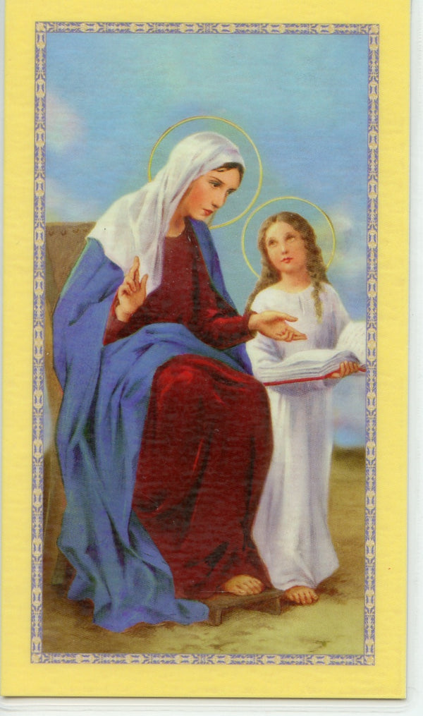 ST. ANNE NOVENA - LAMINATED HOLY CARDS- QUANTITY 25 CARDS