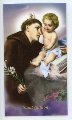 ST. ANTHONY- LAMINATED HOLY CARDS- QUANTITY 25 CARDS