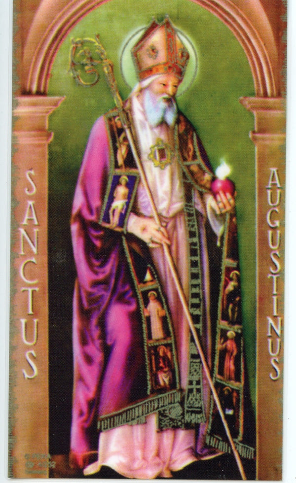 ST. AGUSTINE - LAMINATED HOLY CARDS- QUANTITY 25 CARDS