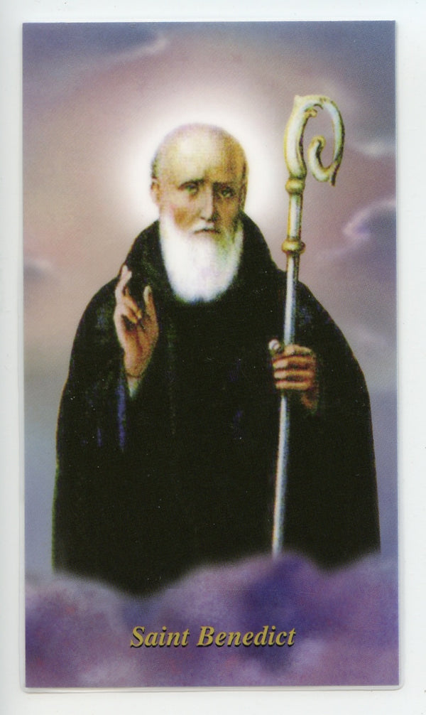 ST. BENEDICT - LAMINATED HOLY CARDS- QUANTITY 25 CARDS