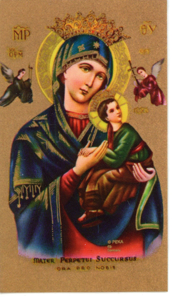 OUR LADY OF PERPETUAL HELP- LAMINATED HOLY CARDS- QUANTITY 25 PRAYER CARDS