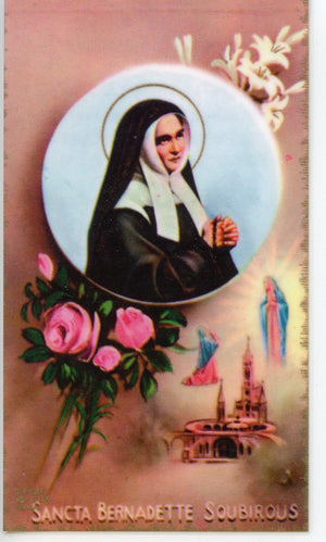 ST. BERNADETTE - LAMINATED HOLY CARDS- QUANTITY 25 CARDS