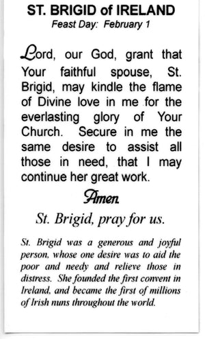 ST. BRIGID - LAMINATED HOLY CARDS- QUANTITY 25 CARDS