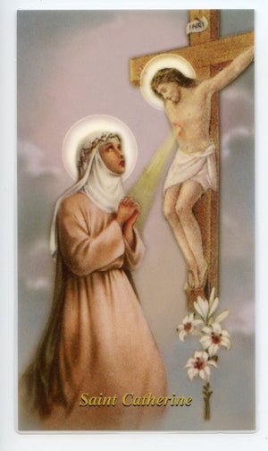 ST. CATHERINE - LAMINATED HOLY CARDS- QUANTITY 25 CARDS