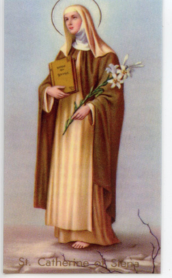 ST. CATHERINE OF SIENNA - LAMINATED HOLY CARDS- QUANTITY 25 CARDS