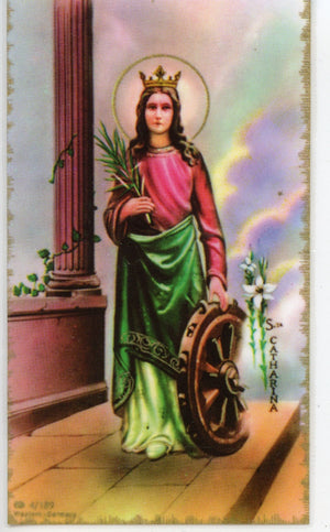 ST. CATHERINE OF ALEXANDRIA - LAMINATED HOLY CARDS- QUANTITY 25 CARDS