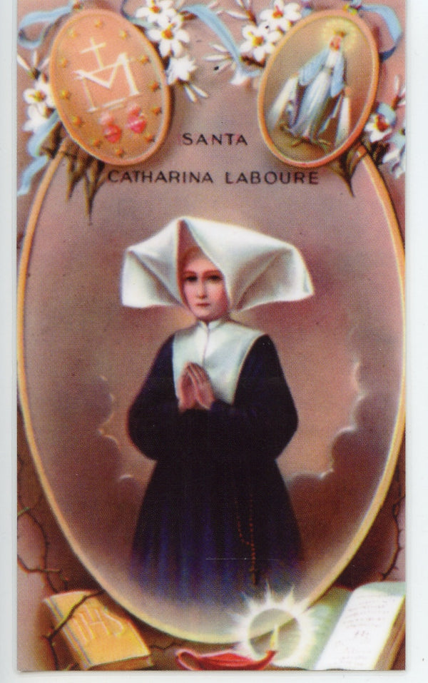 ST. CATHERINE LA BOURE - LAMINATED HOLY CARDS- QUANTITY 25 CARDS