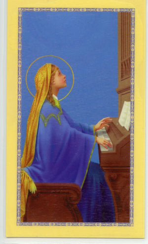 ST. CECELLIA- LAMINATED HOLY CARDS- QUANTITY 25 CARDS