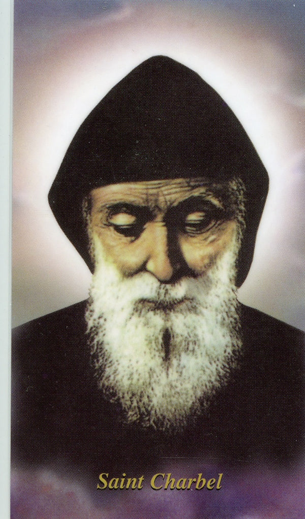 ST. CHARBEL- LAMINATED HOLY CARDS- QUANTITY 25 CARDS