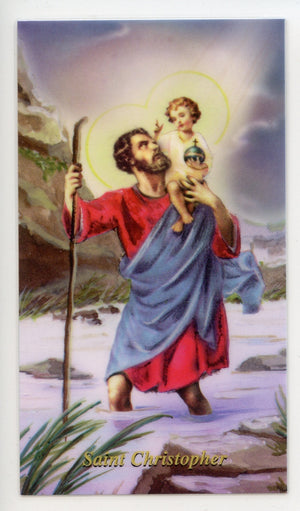 ST. CHRISTOPHER- LAMINATED HOLY CARDS- QUANTITY 25 CARDS