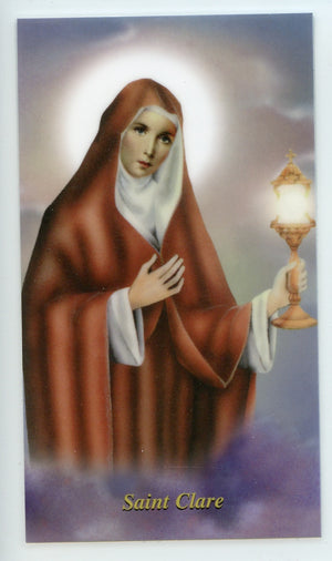 ST. CLARE- LAMINATED HOLY CARDS- QUANTITY 25 CARDS