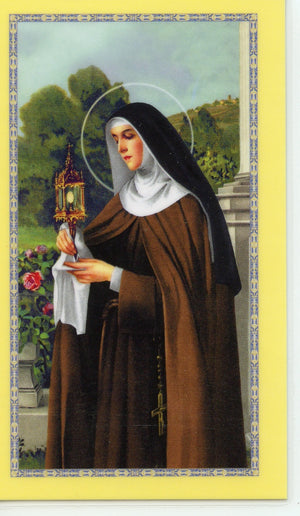 ST. CLARE NOVENA- LAMINATED HOLY CARDS- QUANTITY 25 CARDS