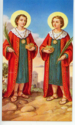 ST. COSMAS & DAMIAN- LAMINATED HOLY CARDS- QUANTITY 25 CARDS