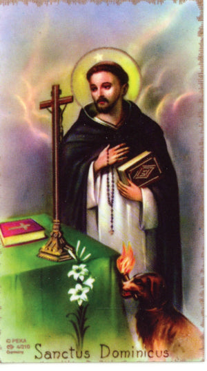 ST. DOMINIC - LAMINATED HOLY CARDS- QUANTITY 25 CARDS