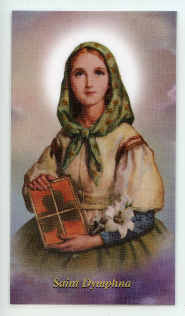 ST. DYMPHNA - LAMINATED HOLY CARDS- QUANTITY 25 CARDS