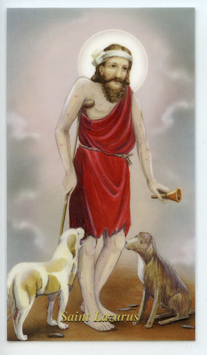 ST. LAZARUS-LAMINATED HOLY CARDS- QUANTITY 25 CARDS