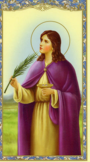 ST. LUCY- LAMINATED HOLY CARDS- QUANTITY 25 PRAYER CARDS