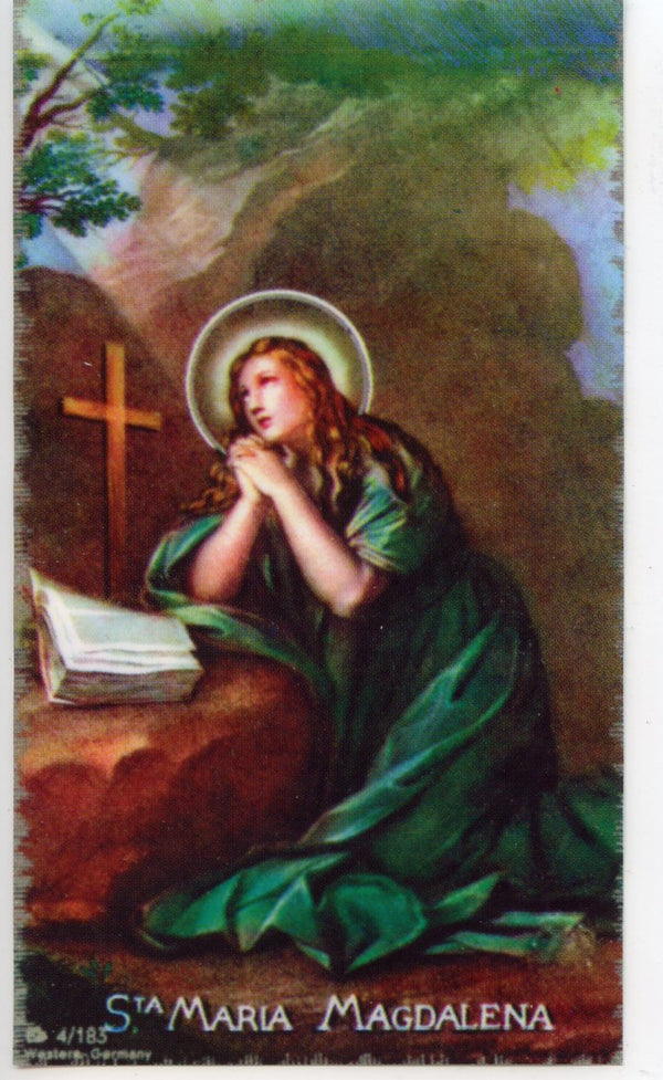 ST. MARY MAGDALENE  - LAMINATED HOLY CARDS- QUANTITY 25 PRAYER CARDS