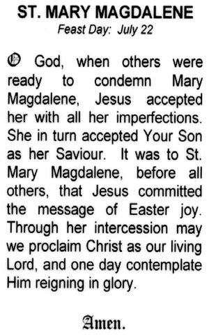 ST. MARY MAGDALENE  - LAMINATED HOLY CARDS- QUANTITY 25 PRAYER CARDS