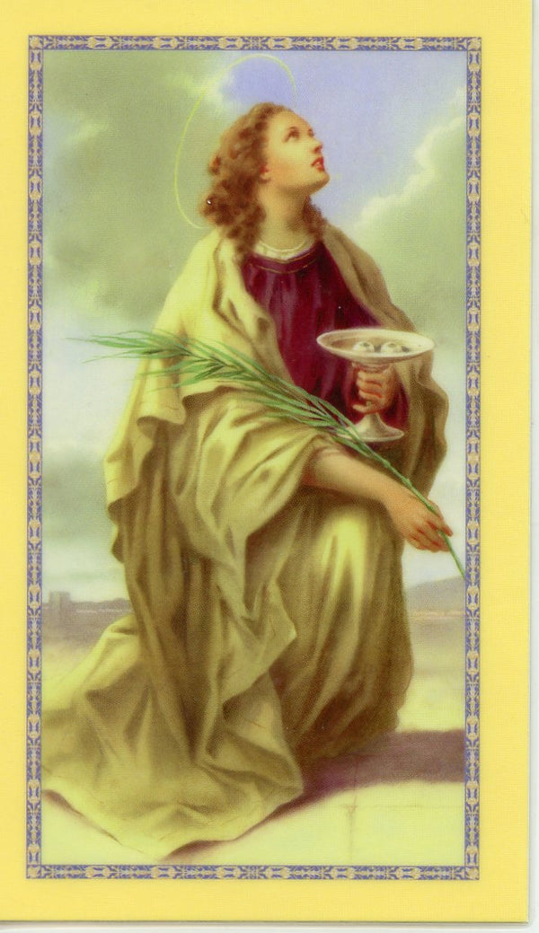 ST. LUCY NOVENA  - LAMINATED HOLY CARDS- QUANTITY 25 PRAYER CARDS