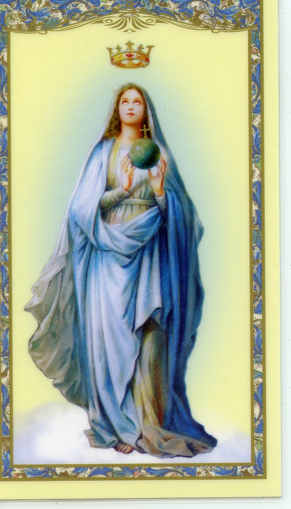 HAIL HOLY QUEEN - LAMINATED HOLY CARDS- QUANTITY 25 PRAYER CARDS