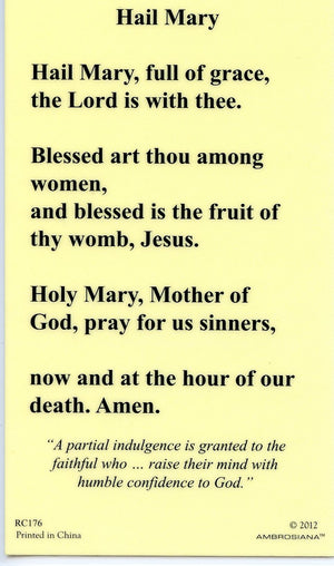 HAIL MARY - LAMINATED HOLY CARDS- QUANTITY 25 PRAYER CARDS