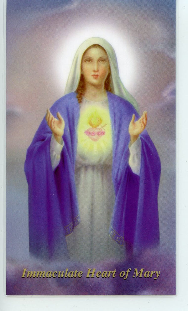 IMMACULATE HEART OF MARY - LAMINATED HOLY CARDS- QUANTITY 25 PRAYER CARDS