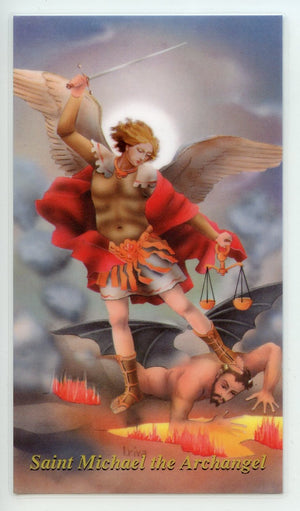 ST. MICHAEL - LAMINATED HOLY CARDS- QUANTITY 25 PRAYER CARDS
