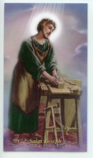 ST. JOSEPH EMPLOYMENT PRAYER- LAMINATED HOLY CARDS- QUANTITY 25 PRAYER CARDS