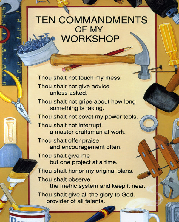 TEN COMMANDMENTS OF WORKSHOP- CATHOLIC PRINTS PICTURES